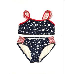 Cat & Jack Girls Patriotic Stars Bikini Swimsuit Set L 10/12